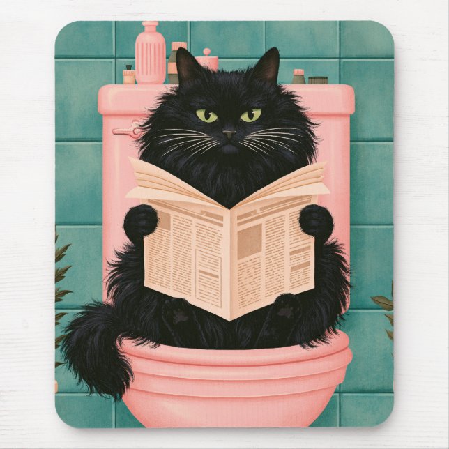 Funny Bathroom Black Cat  Mouse Mat (Front)