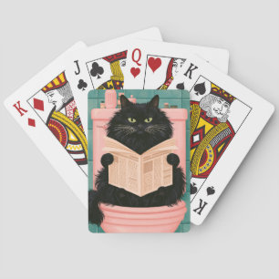 Funny Bathroom Black Cat Playing Cards