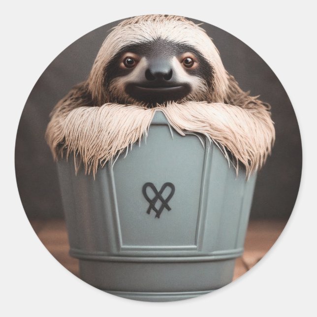 Funny Bathroom Decor Wall Art Sloth Classic Round Sticker (Front)