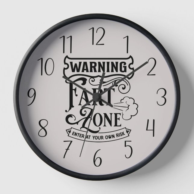 funny bathroom fart zone word art clock (Front)