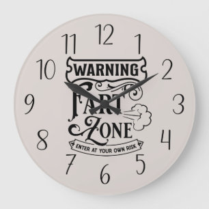funny bathroom fart zone word art large clock