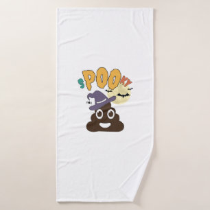 Funny Bathroom Humor Halloween Spooky Poo Design Bath Towel