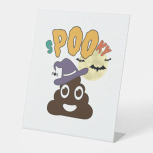 Funny Bathroom Humor Halloween Spooky Poo Design   Pedestal Sign