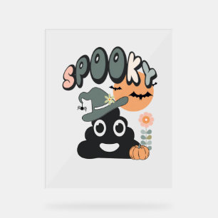 Funny Bathroom Humour Cute Retro Halloween Spooky Acrylic Sign