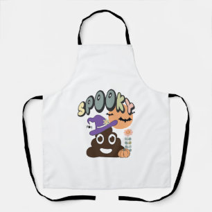 Funny Bathroom Humour Cute Retro Halloween Spooky Apron
