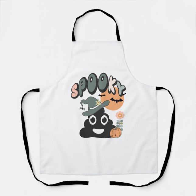 Funny Bathroom Humour Cute Retro Halloween Spooky  Apron (Front)