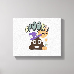 Funny Bathroom Humour Cute Retro Halloween Spooky Canvas Print