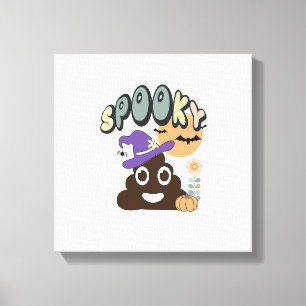 Funny Bathroom Humour Cute Retro Halloween Spooky Canvas Print