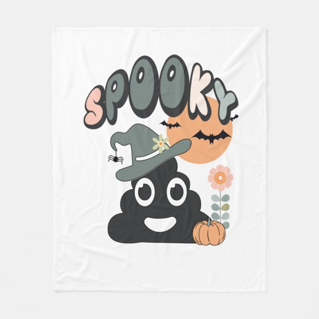 Funny Bathroom Humour Cute Retro Halloween Spooky  Fleece Blanket (Front)