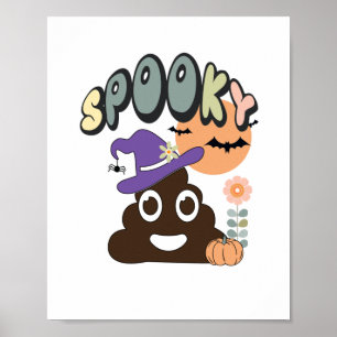 Funny Bathroom Humour Cute Retro Halloween Spooky  Poster