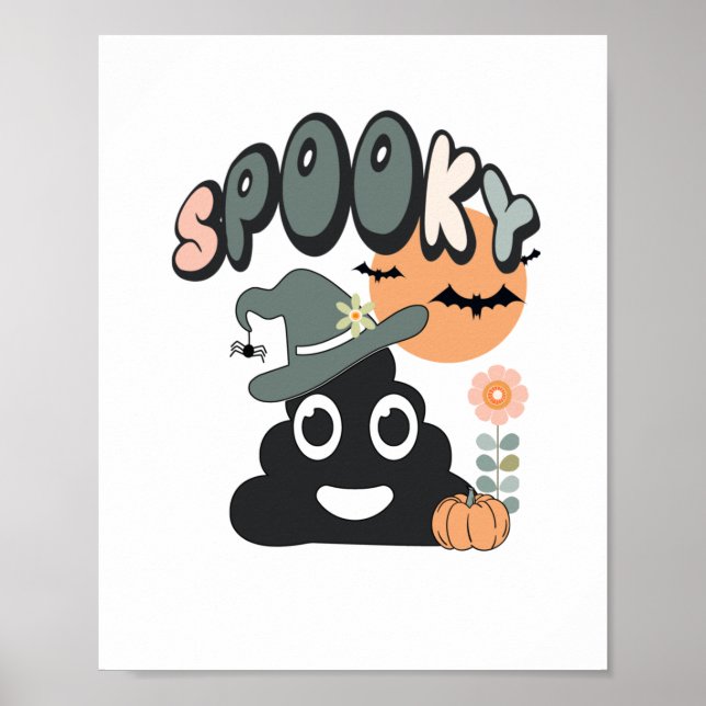Funny Bathroom Humour Cute Retro Halloween Spooky  Poster (Front)