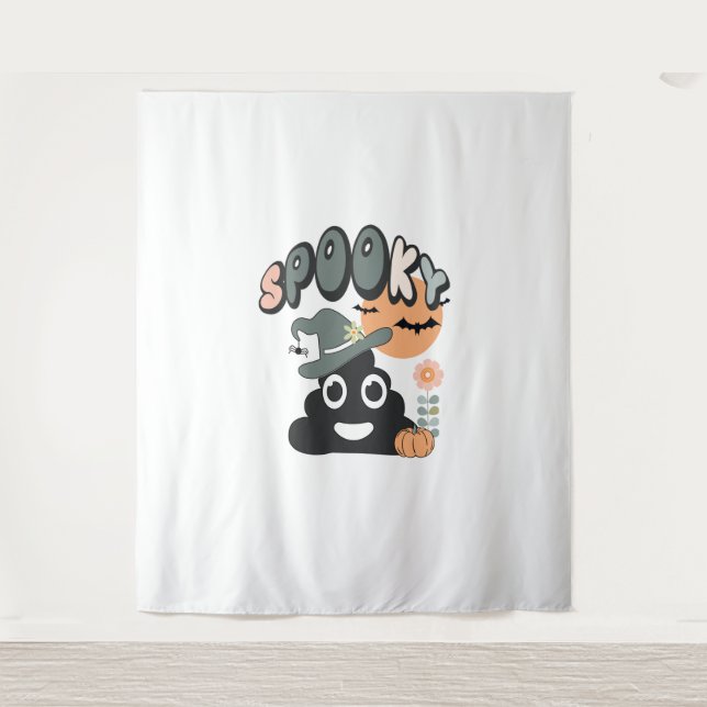 Funny Bathroom Humour Cute Retro Halloween Spooky  Tapestry (Front)