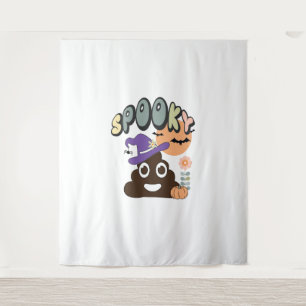 Funny Bathroom Humour Cute Retro Halloween Spooky Tapestry