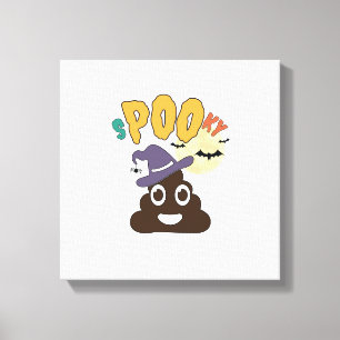 Funny Bathroom Humour Halloween Spooky Poo Design Canvas Print