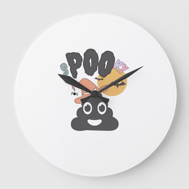 Funny Bathroom Humour Halloween Spooky Poo Design  Large Clock (Front)