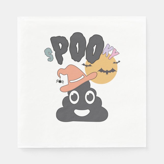 Funny Bathroom Humour Halloween Spooky Poo Design  Napkin (Front)