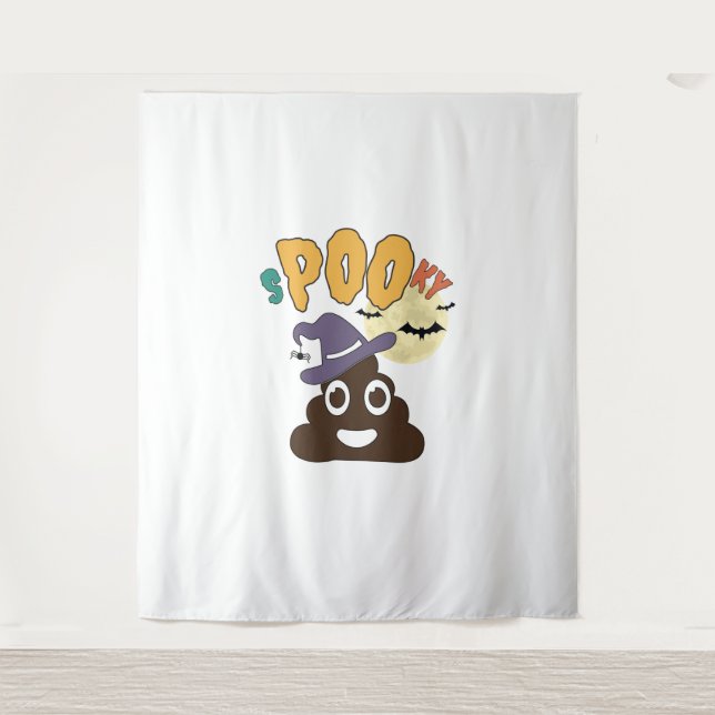 Funny Bathroom Humour Halloween Spooky Poo Design  Tapestry (Front)