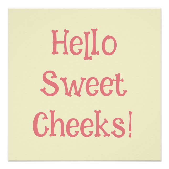 Funny Bathroom Humour Hello Sweet Cheeks  Poster (Front)