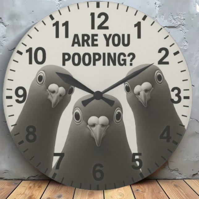 Funny bathroom pigeon are you pooping large clock (Creator Uploaded)