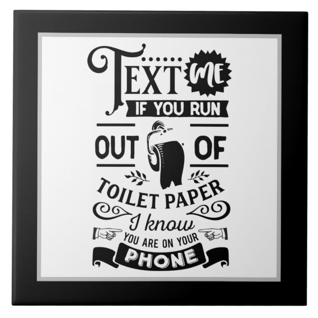 funny bathroom text word art tile (Front)