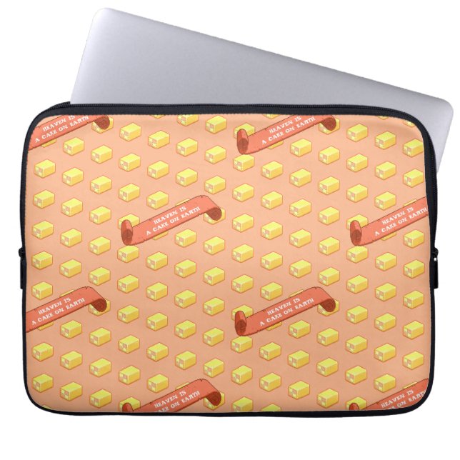 Funny Battenberg Heaven Is A Cake On Earth Pattern Laptop Sleeve (Front)