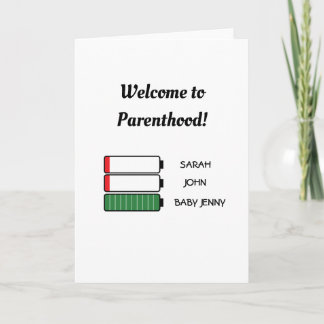 funny battery mum dad baby welcome to parenthood card