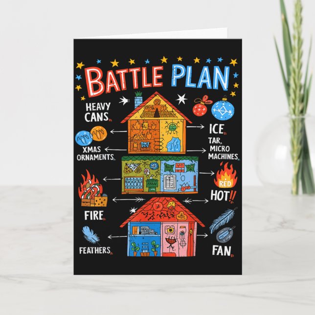 Funny Battle Plan Christmas Home Kids Hand Dawn Al Card (Front)
