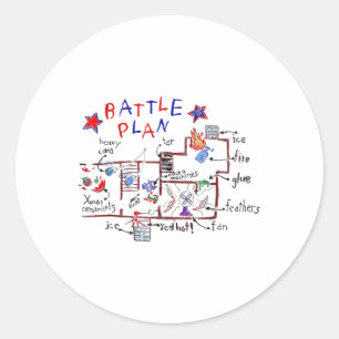 Funny Battle Plan Christmas Home Kids Hand Dawn Al Classic Round Sticker