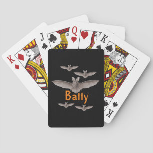 Funny Batty Vintage Bats Black and Orange Playing Cards
