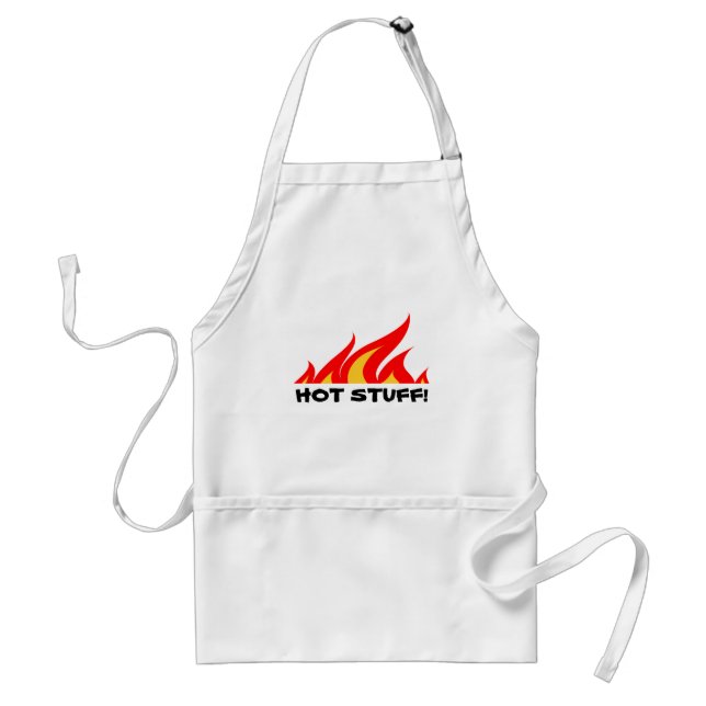 Funny BBQ apron with fire flames | Hot stuff! (Front)