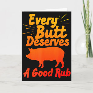 Funny Bbq Art For Men Women Grilling Meat Smoking  Card