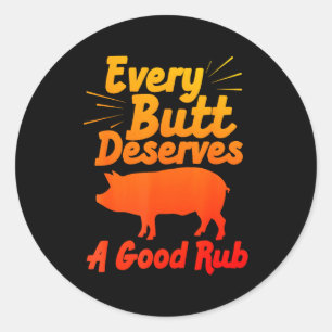 Funny Bbq Art For Men Women Grilling Meat Smoking Classic Round Sticker