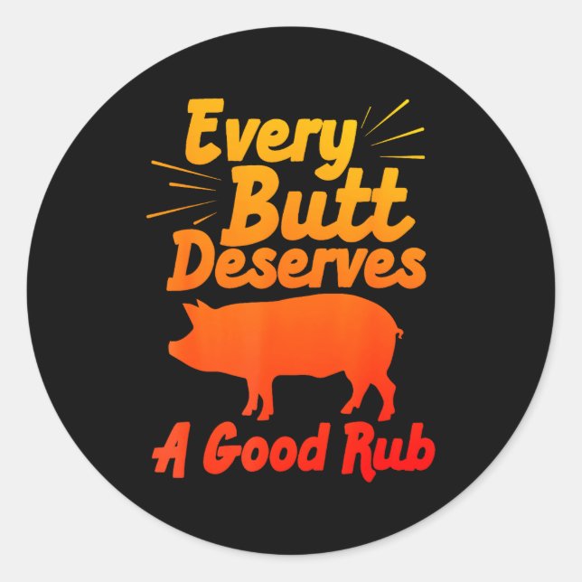 Funny Bbq Art For Men Women Grilling Meat Smoking  Classic Round Sticker (Front)
