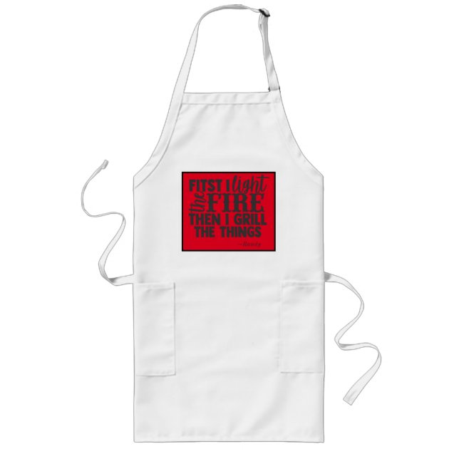 Funny BBQ Backyard Grill Humour Quote Personalise Long Apron (Front)