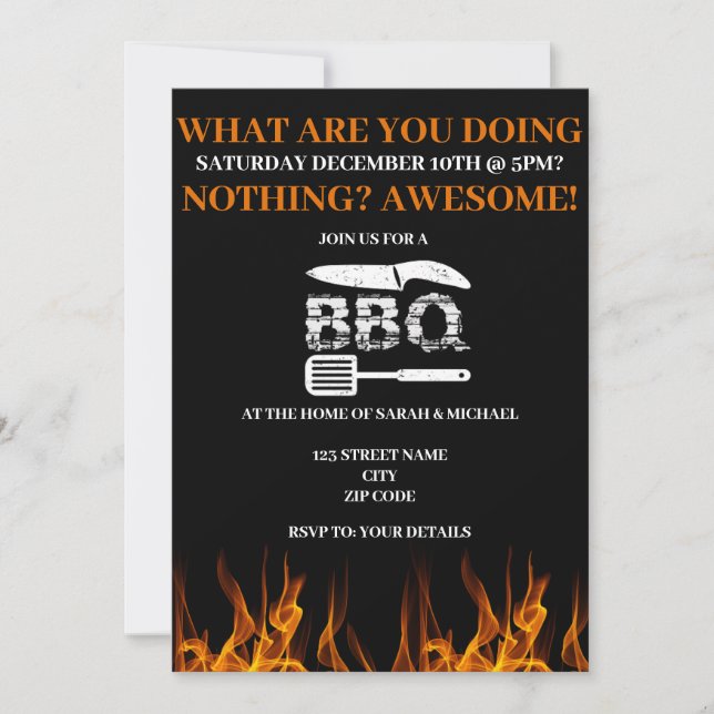 Funny BBQ Backyard Party Invitation (Front)