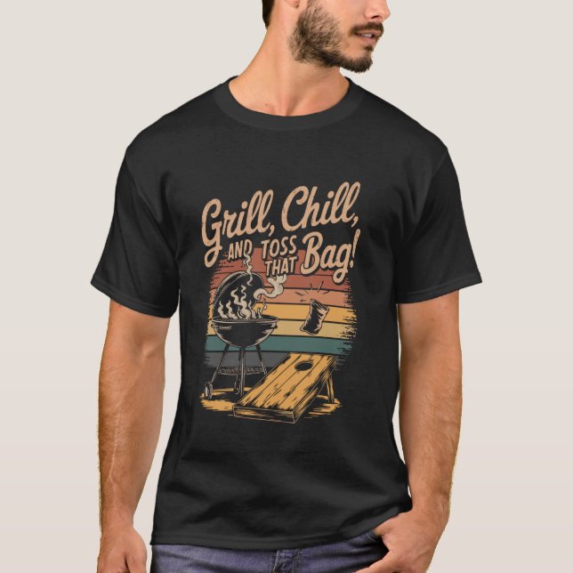 Funny BBQ Beer Cornhole T-Shirt (Front)