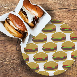 Funny BBQ Burger Pattern Paper Plates