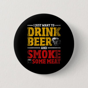Funny Bbq Chef Beer Smoked Meat Lover Gift Grillin 6 Cm Round Badge