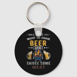 Funny Bbq Chef Beer Smoked Meat Lover Summer Quote Key Ring