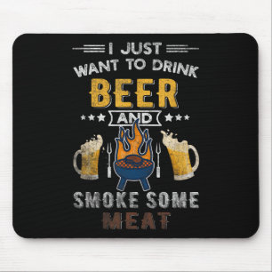 Funny Bbq Chef Beer Smoked Meat Lover Summer Quote Mouse Mat