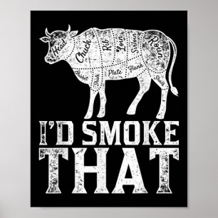 Funny Bbq Chef Grilling Smoked Steak Lover Gift Ba Poster