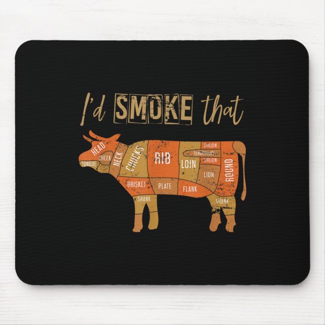 Funny Bbq Chef Smoked Meat Grill Master Gift Steak Mouse Mat (Front)