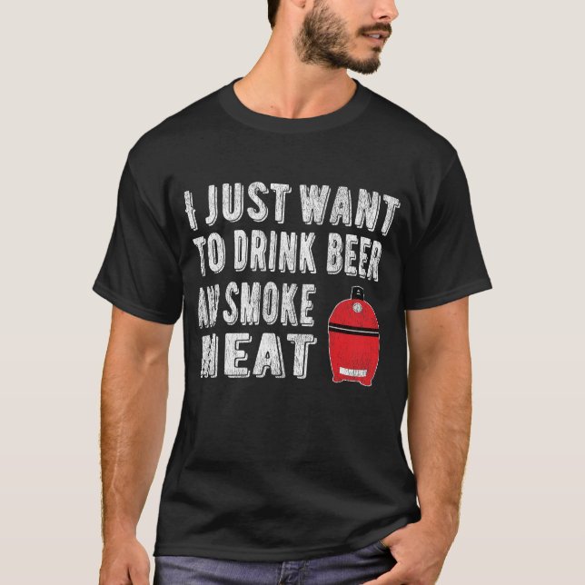 Funny BBQ Drink Beer Smoke Meat Pitmaster Design T-Shirt (Front)