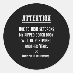 Funny Bbq For Pitmasters & Barbecue Lovers Classic Round Sticker