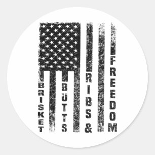 Funny Bbq Funny Brisket Butts Ribs And Freedom Bbq Classic Round Sticker