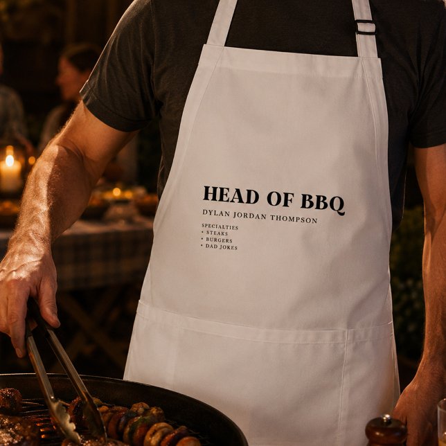 Funny BBQ Gift for Dad Head of BBQ Father's Day Standard Apron (Creator Uploaded)