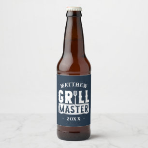 Funny BBQ Grill Master Personalised Barbecue King Beer Bottle Label