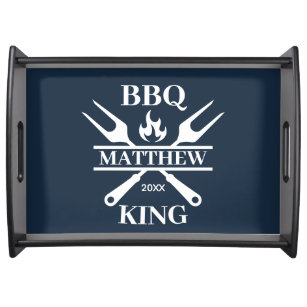 Funny BBQ Grill Master Personalised Barbecue King  Serving Tray
