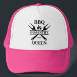 Funny BBQ Grill Master Personalised Barbecue Queen Trucker Hat<br><div class="desc">Funny BBQ Grill Master Personalised Barbecue Best</div>