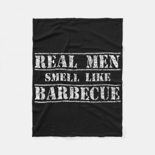 Funny Bbq Grilling Gift Shirt Real Men Smell Like Fleece Blanket